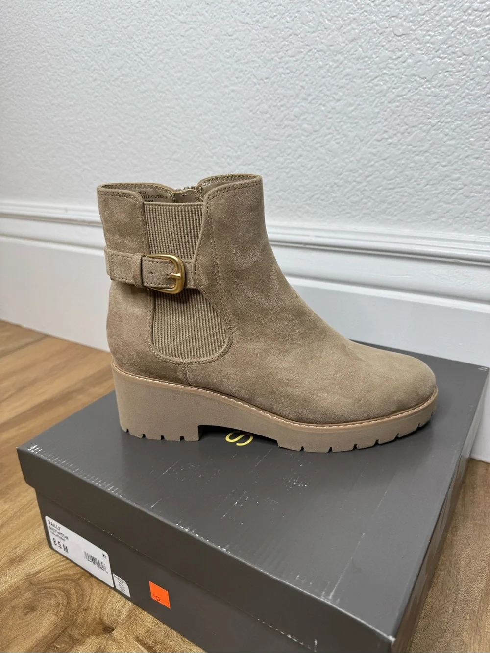 NWT Women’s Style & Co Taupe Suede Ankle Boot with Buckle